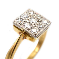 Vintage 18ct Gold and Platinum Diamond Square Ring | Parkin and Gerrish (UK)