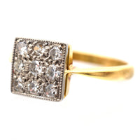 Vintage 18ct Gold and Platinum Diamond Square Ring | Parkin and Gerrish (UK)
