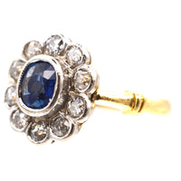 Vintage 18ct gold, Sapphire & Diamond Cluster Ring | Parkin and Gerrish (UK)