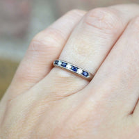 Vintage 18ct White Gold, Sapphire & Diamond Half Eternity Ring | Parkin and Gerrish (UK)