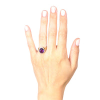 Vintage 1970s 18ct Gold Amethyst & Diamond Cluster Ring | Parkin and Gerrish (UK)