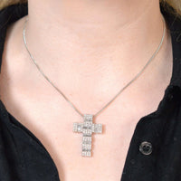 Vintage 1990s 18ct White Gold & 3 Carat Diamond Cross Pendant | Parkin and Gerrish (UK)