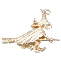 Vintage Silver Witch on Broomstick Pendant | Parkin and Gerrish (UK)