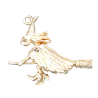 Vintage Silver Witch on Broomstick Pendant | Parkin and Gerrish (UK)