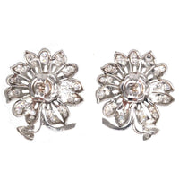 1940s 18ct White Gold Diamond Flower Cluster Earrings | Parkin and Gerrish (UK)