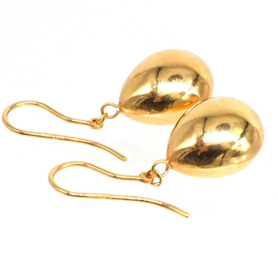 1940s 9ct Gold Earrings with Large Gold Teardrops | Parkin and Gerrish | Antique & Vintage Jewellery