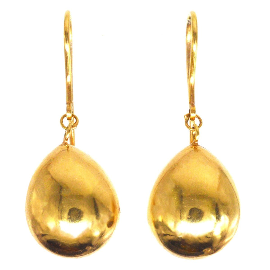 1940s 9ct Gold Earrings with Large Gold Teardrops | Parkin and Gerrish | Antique & Vintage Jewellery
