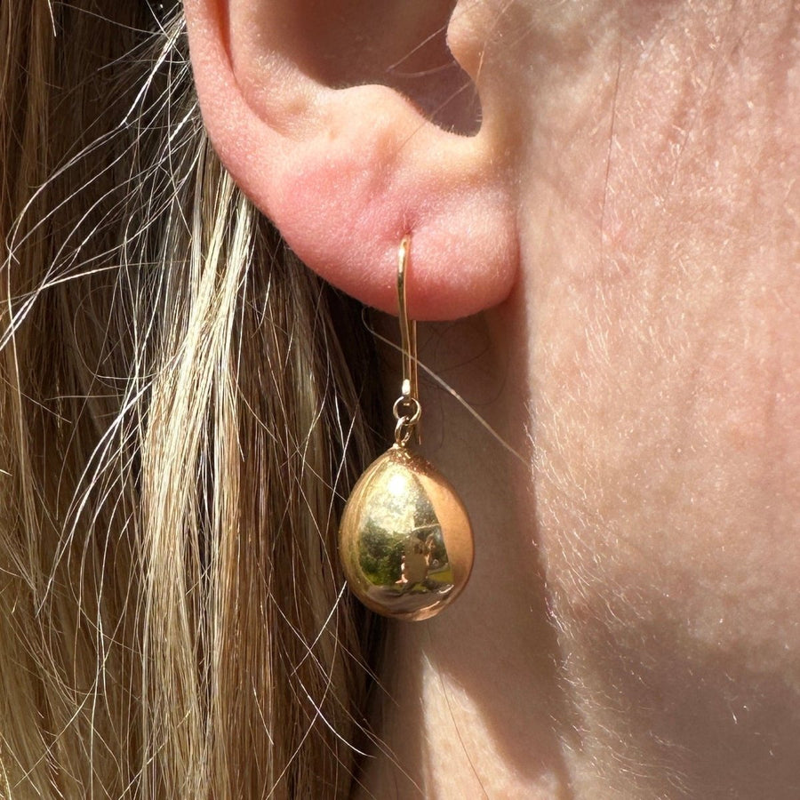 1940s 9ct Gold Earrings with Large Gold Teardrops | Parkin and Gerrish | Antique & Vintage Jewellery