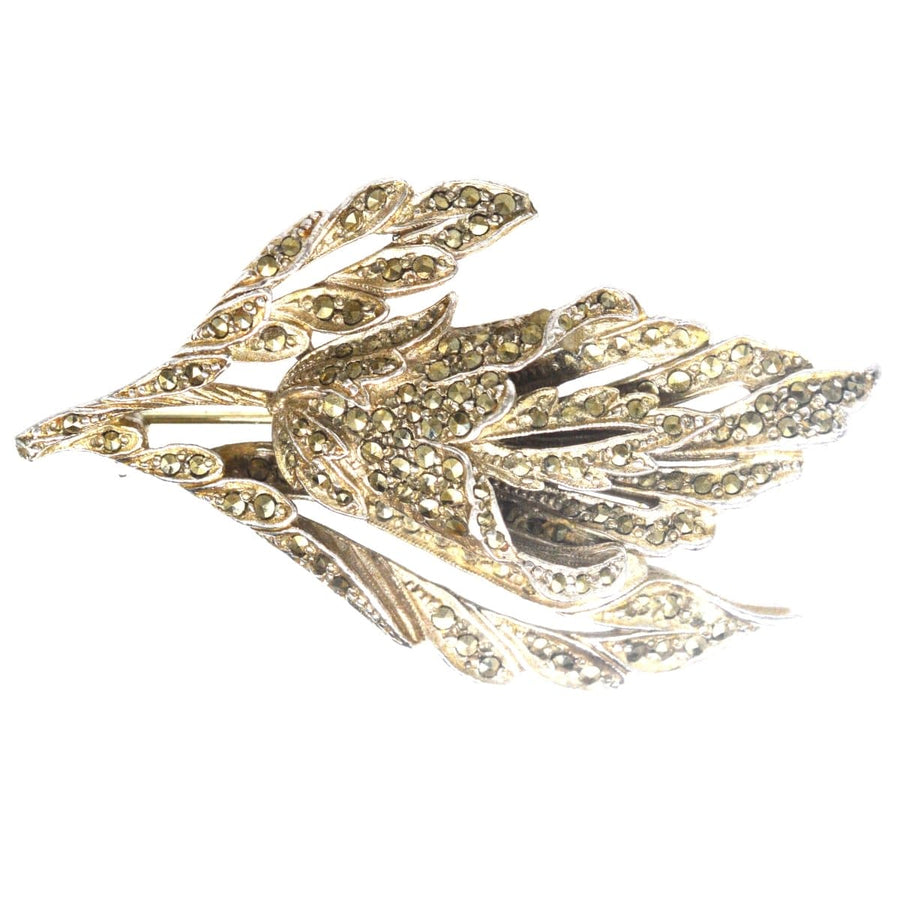 1940s Chrome and Marcasite Floral Brooch | Parkin and Gerrish | Antique & Vintage Jewellery