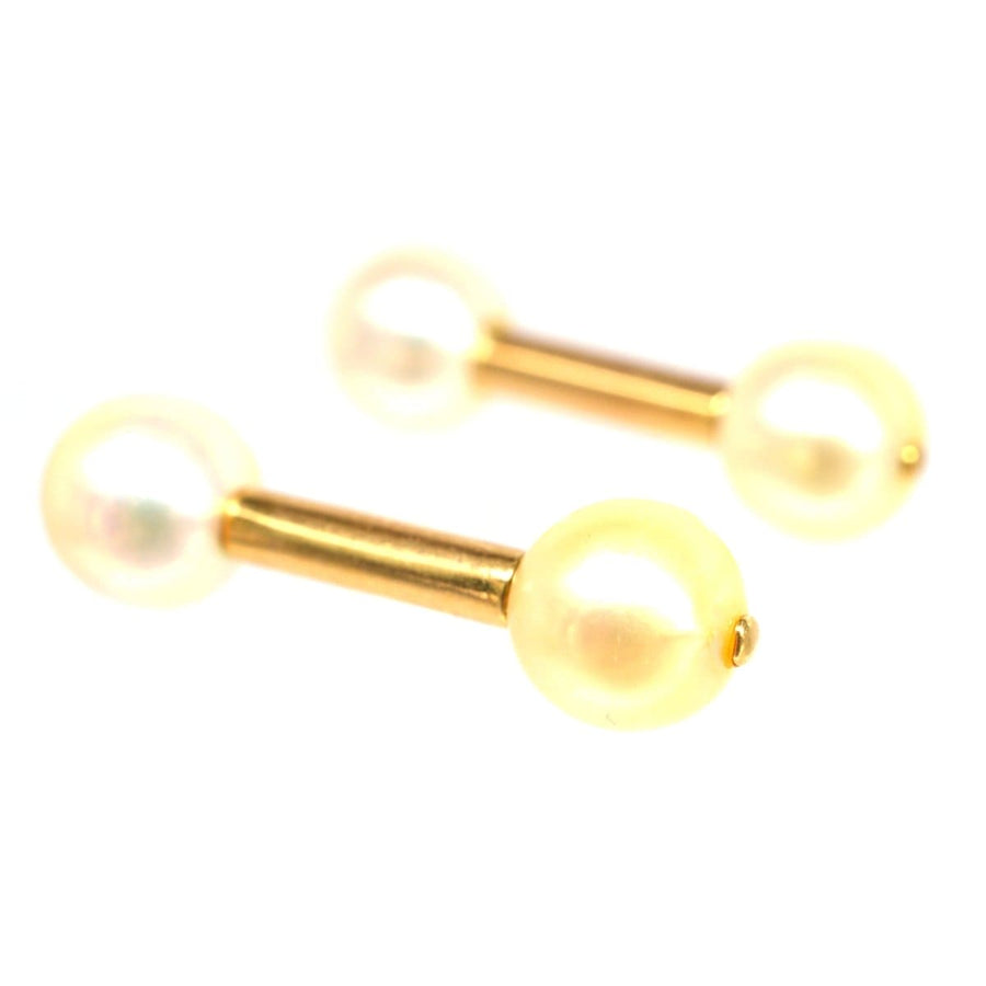 1940s French 18ct Gold Cultured Pearl Double Ended Cufflinks | Parkin and Gerrish | Antique & Vintage Jewellery