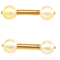 1940s French 18ct Gold Cultured Pearl Double Ended Cufflinks | Parkin and Gerrish (UK)
