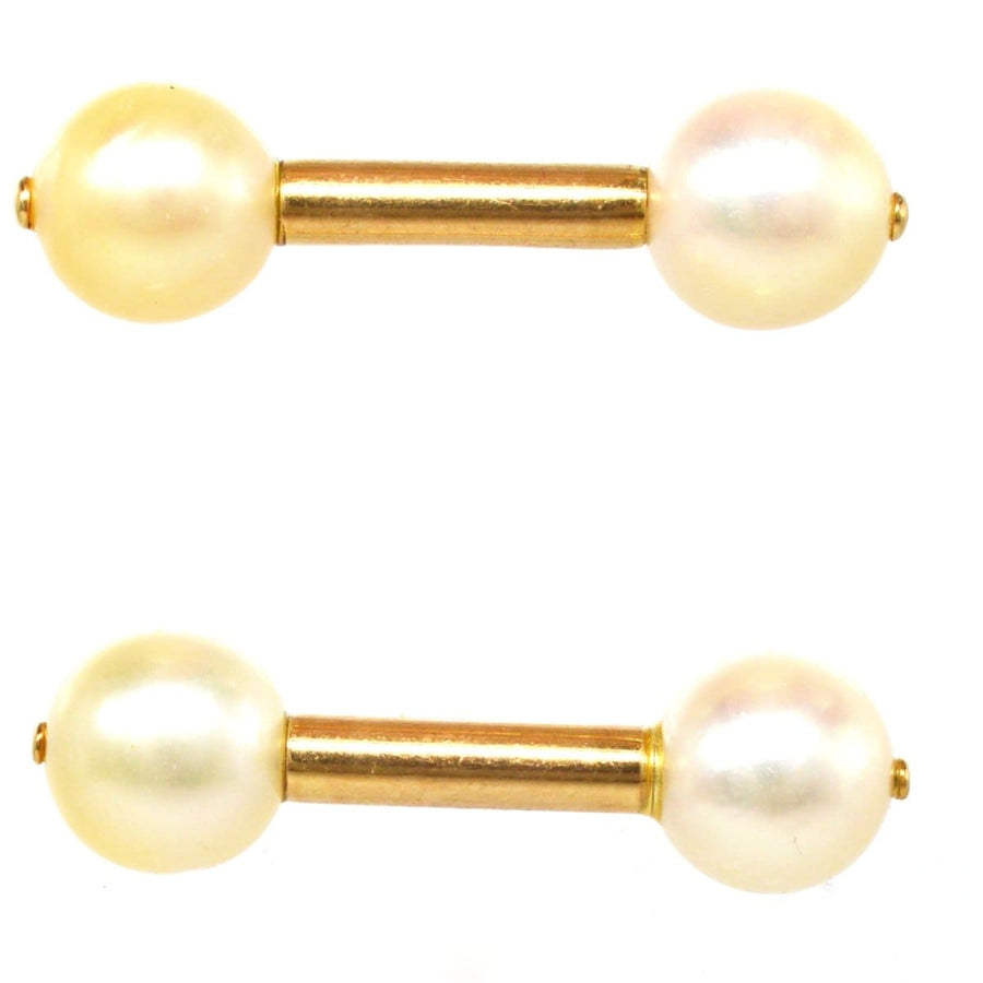 1940s French 18ct Gold Cultured Pearl Double Ended Cufflinks | Parkin and Gerrish | Antique & Vintage Jewellery