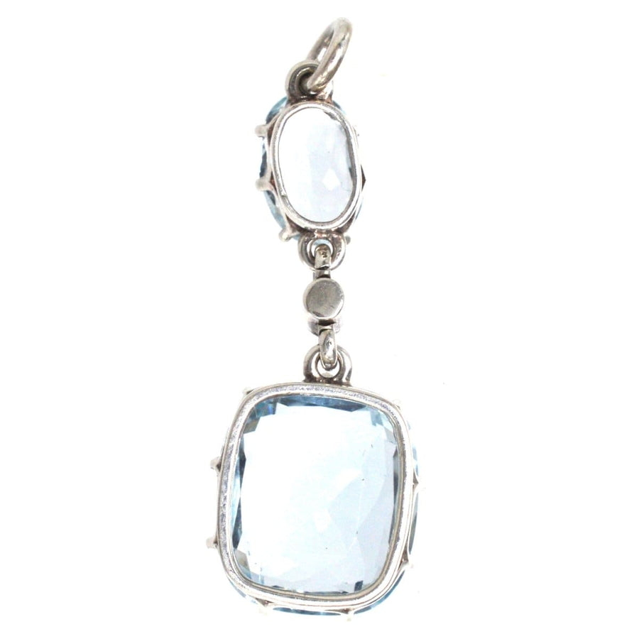 1940s Platinum Aquamarine and Pearl Drop Pendant | Parkin and Gerrish | Antique & Vintage Jewellery