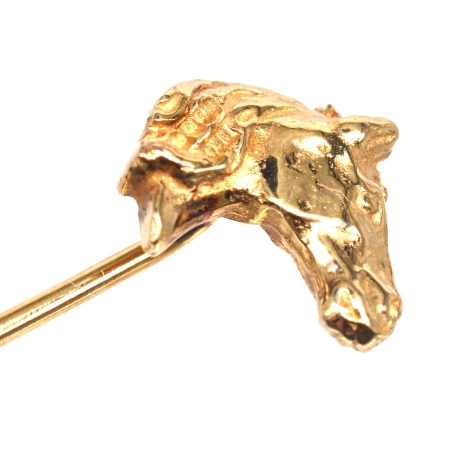1950s 9ct Gold Horse Head Tie Pin | Parkin and Gerrish | Antique & Vintage Jewellery