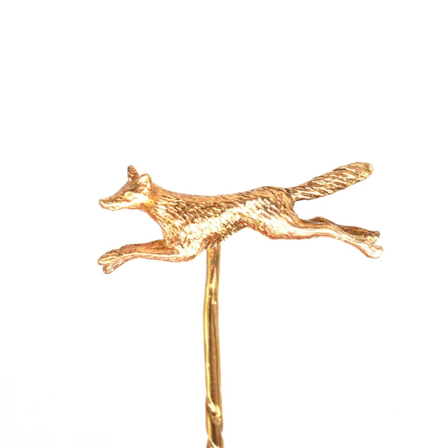 1950s 9ct Gold Running Fox Tie Pin | Parkin and Gerrish | Antique & Vintage Jewellery