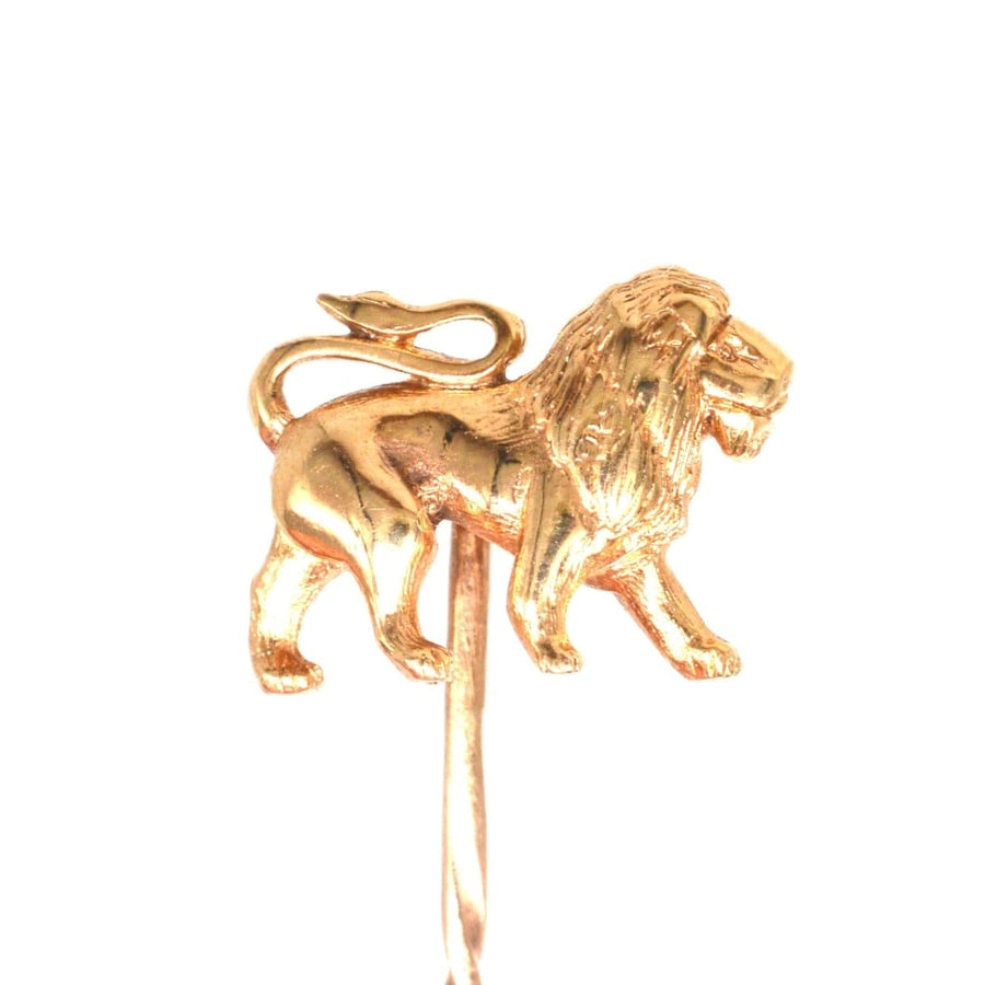 1950s Vintage 9ct Gold Lion Tie Pin | Parkin and Gerrish | Antique & Vintage Jewellery