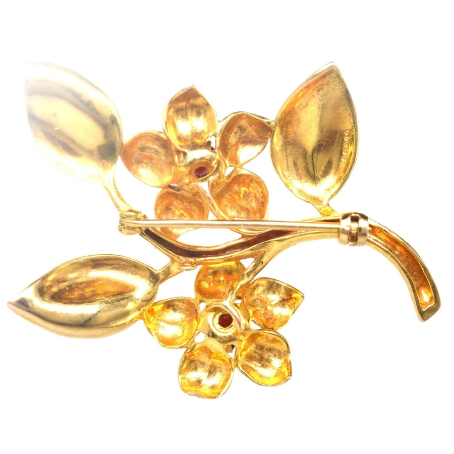 1960s 9ct Gold and Garnet Floral Spray Brooch | Parkin and Gerrish | Antique & Vintage Jewellery