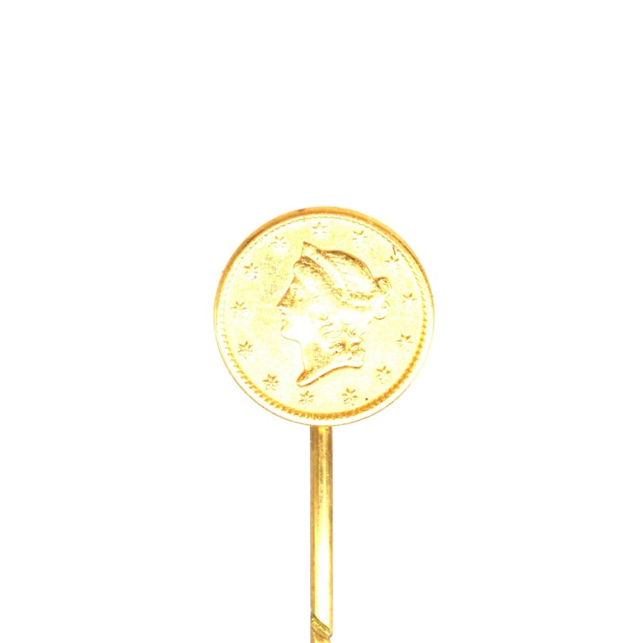 19th Century American Gold $1 Dollar Coin with Liberty Head Tie Pin | Parkin and Gerrish | Antique & Vintage Jewellery