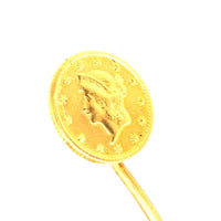 19th Century American Gold $1 Dollar Coin with Liberty Head Tie Pin | Parkin and Gerrish (UK)