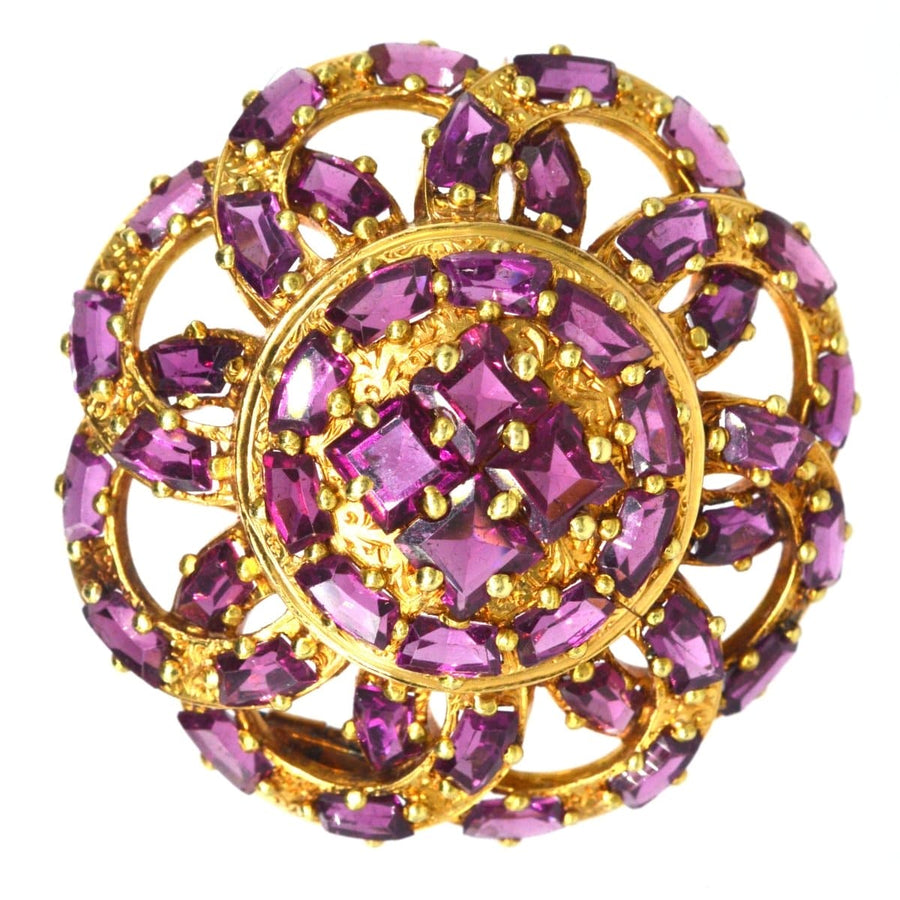 19th Century French Gold Rhodolite Garnet Round Brooch and Pendant | Parkin and Gerrish | Antique & Vintage Jewellery