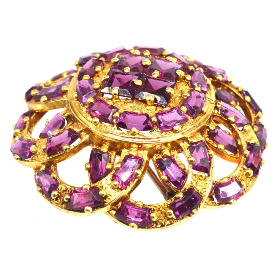 19th Century French Gold Rhodolite Garnet Round Brooch and Pendant | Parkin and Gerrish | Antique & Vintage Jewellery