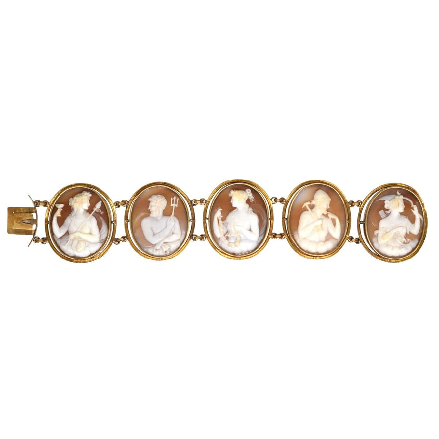 19th Century Grand Tour 18ct Gold Carved Cameo of God and Goddess Bracelet | Parkin and Gerrish | Antique & Vintage Jewellery