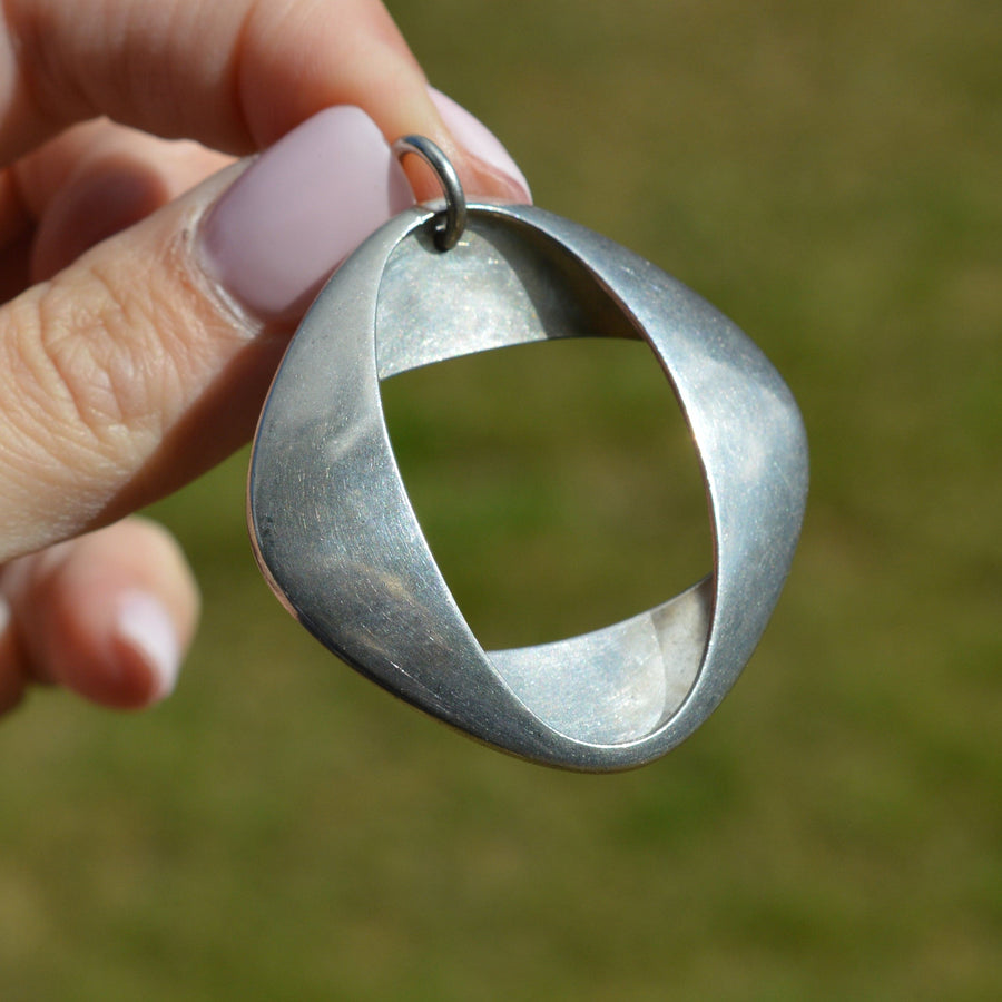 1960s Silver Modernist Pendant by Henning Koppel for Georg Jensen in Original Case