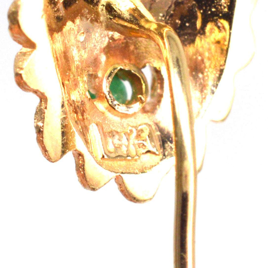 Art Deco 14ct Gold Green Man Tie Pin