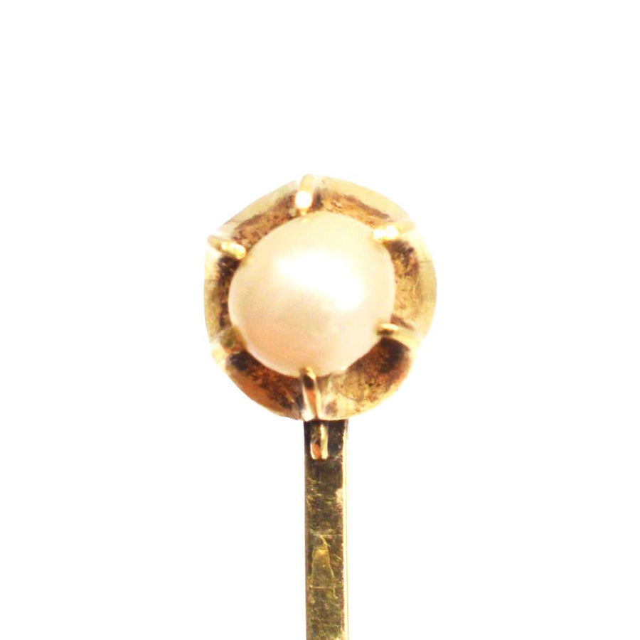 Edwardian 15ct Gold Cultured Pearl Tie Pin
