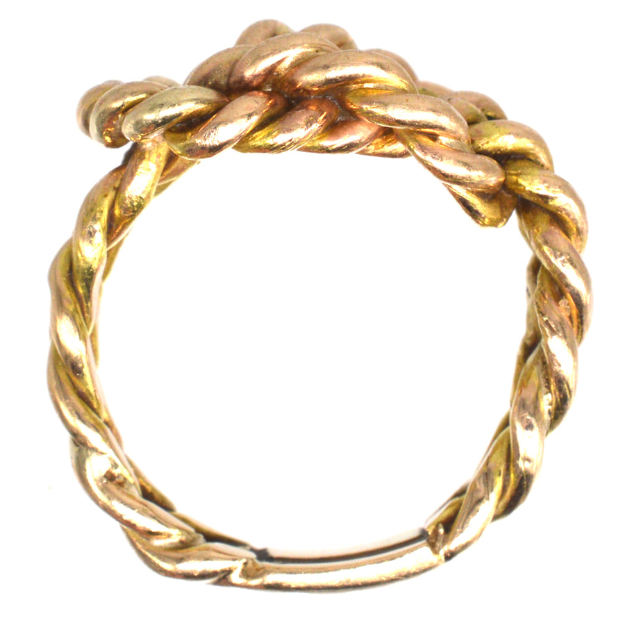 Large Victorian 9ct Gold Rope Lover's Knot Ring