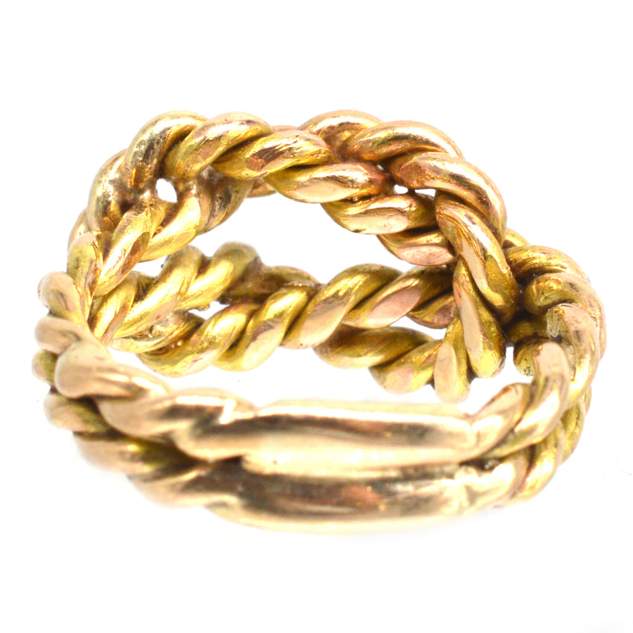 Large Victorian 9ct Gold Rope Lover's Knot Ring