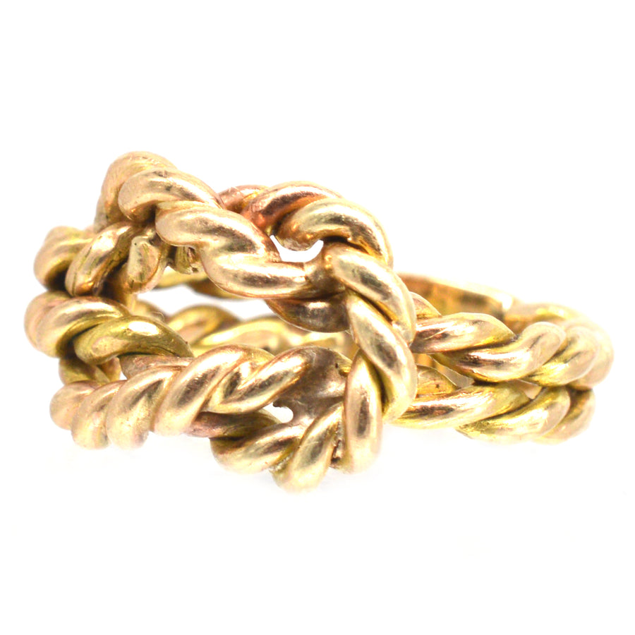Large Victorian 9ct Gold Rope Lover's Knot Ring