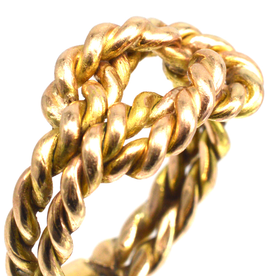 Large Victorian 9ct Gold Rope Lover's Knot Ring