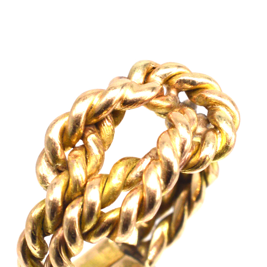 Large Victorian 9ct Gold Rope Lover's Knot Ring