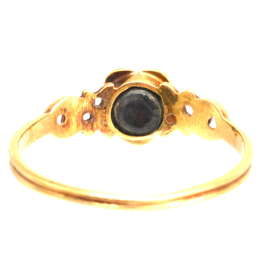 Georgian William IV 18ct Gold Forget me Not Turquoise and Diamond Cluster Ring