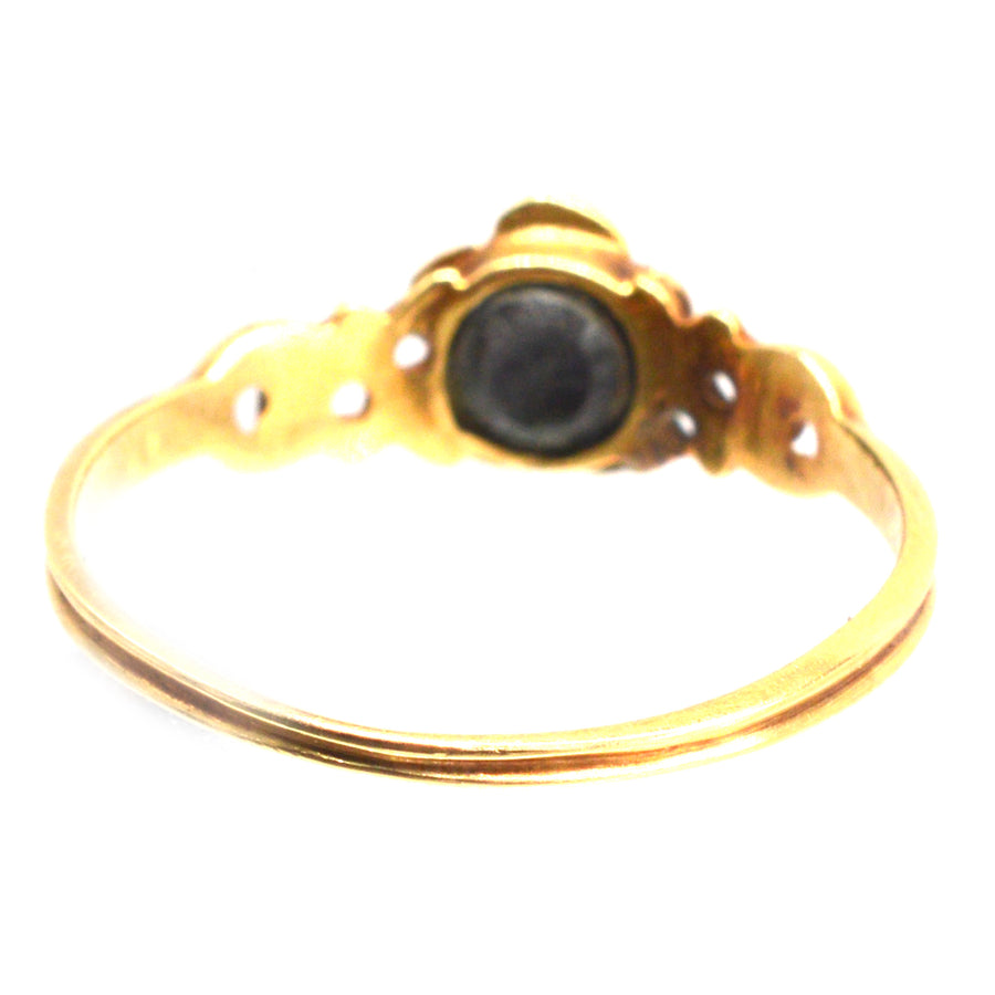 Georgian William IV 18ct Gold Forget me Not Turquoise and Diamond Cluster Ring