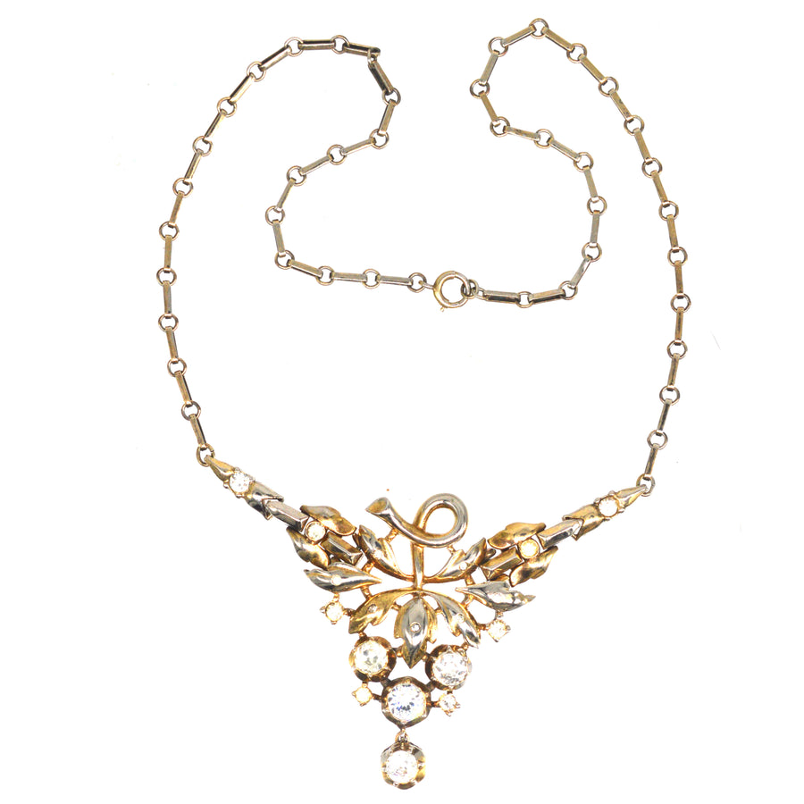 1940s Crown Trifari Rhinestone Necklace of Grapes