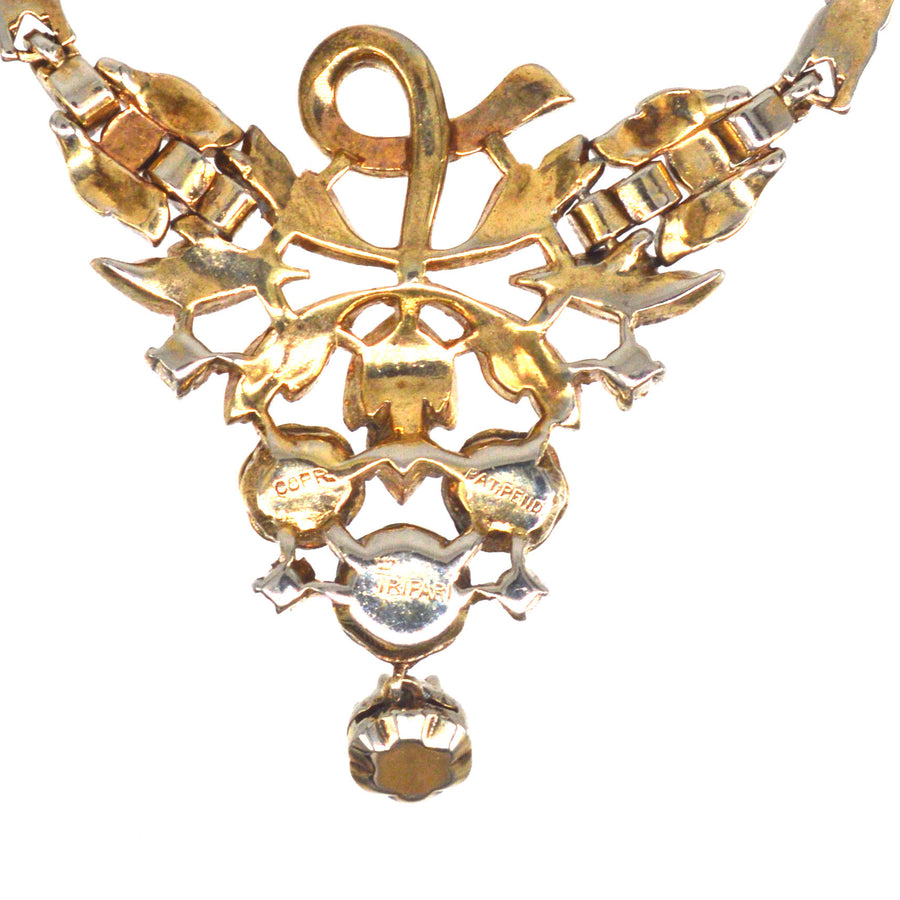 1940s Crown Trifari Rhinestone Necklace of Grapes