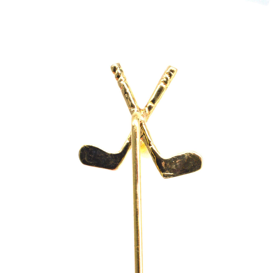 Early 20th Century 9ct Gold Golf Clubs and Pearl Ball Tie Pin