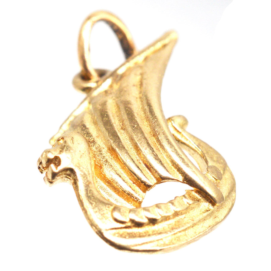 Vintage 9ct Gold Vikings Ship Charm
