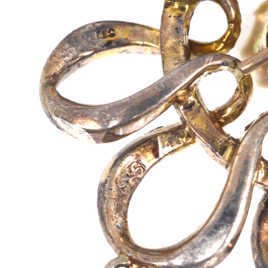 1910s Sterling Silver Faux Pearl & Paste Brooch