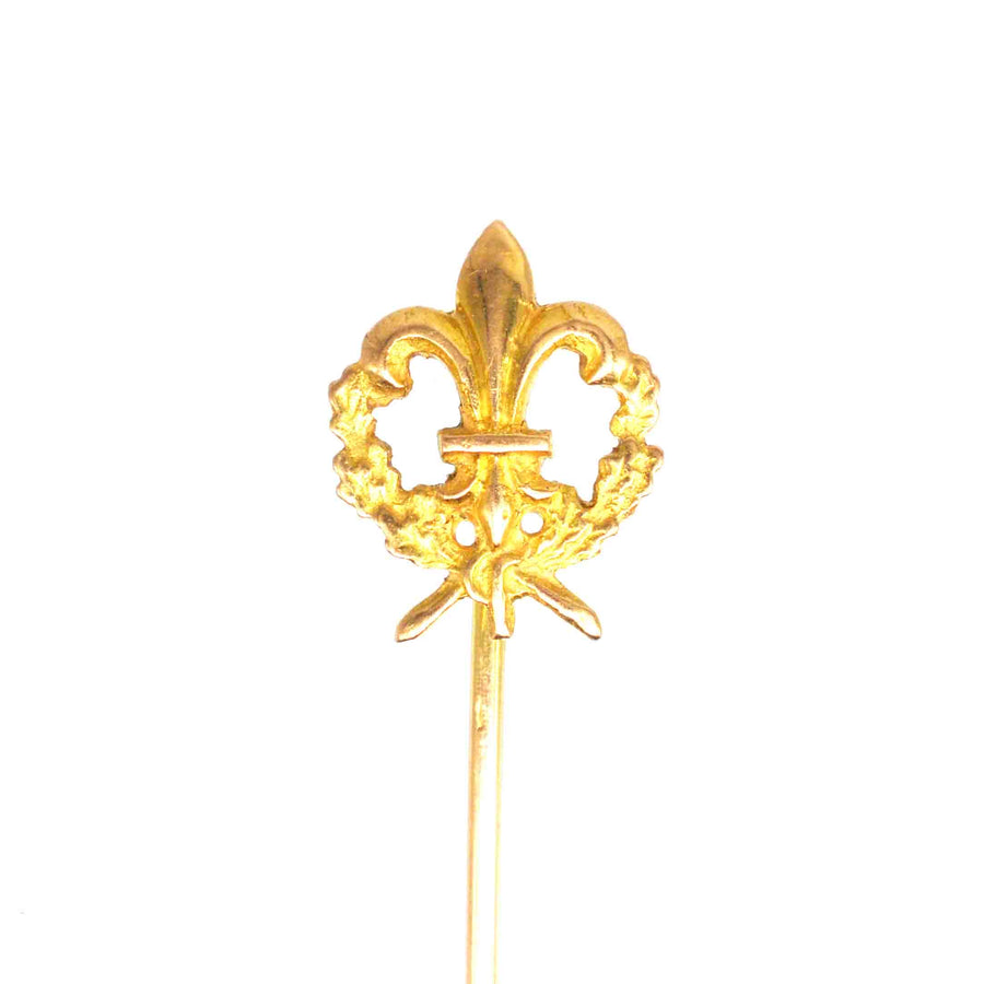 Edwardian 18ct Gold French Fleur-de-Lis Wreath Tie Pin