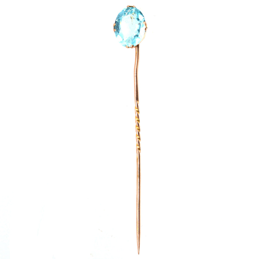 Art Deco 9ct Gold Blue Paste Tie Pin