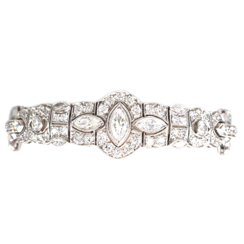 Bracelet Art Déco en platine iridium et diamants 4 carats