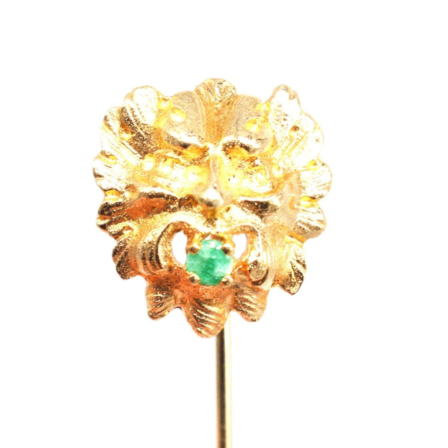 Art Deco 14ct Gold Green Man Tie Pin | Parkin and Gerrish | Antique & Vintage Jewellery