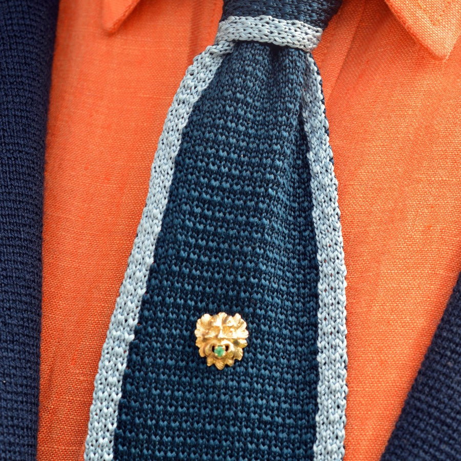 Art Deco 14ct Gold Green Man Tie Pin | Parkin and Gerrish | Antique & Vintage Jewellery