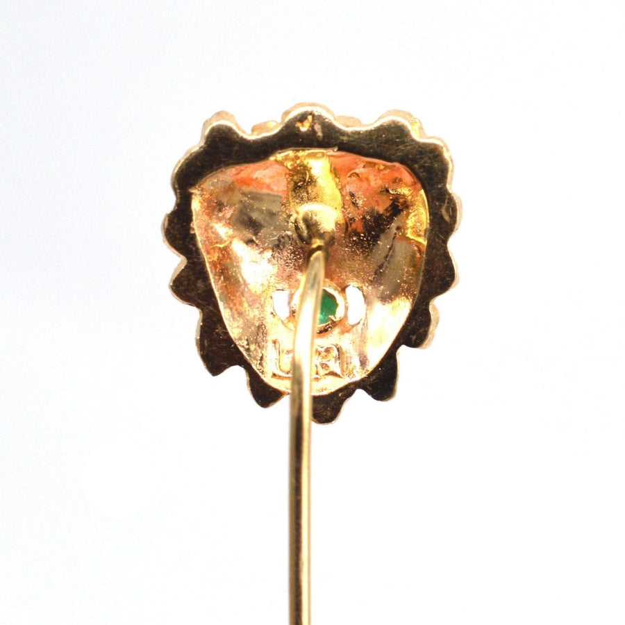Art Deco 14ct Gold Green Man Tie Pin | Parkin and Gerrish | Antique & Vintage Jewellery