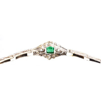 Art Deco 14ct White Gold Emerald and Diamond Three Stone Bracelet | Parkin and Gerrish (UK)