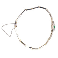 Art Deco 14ct White Gold Emerald and Diamond Three Stone Bracelet | Parkin and Gerrish (UK)