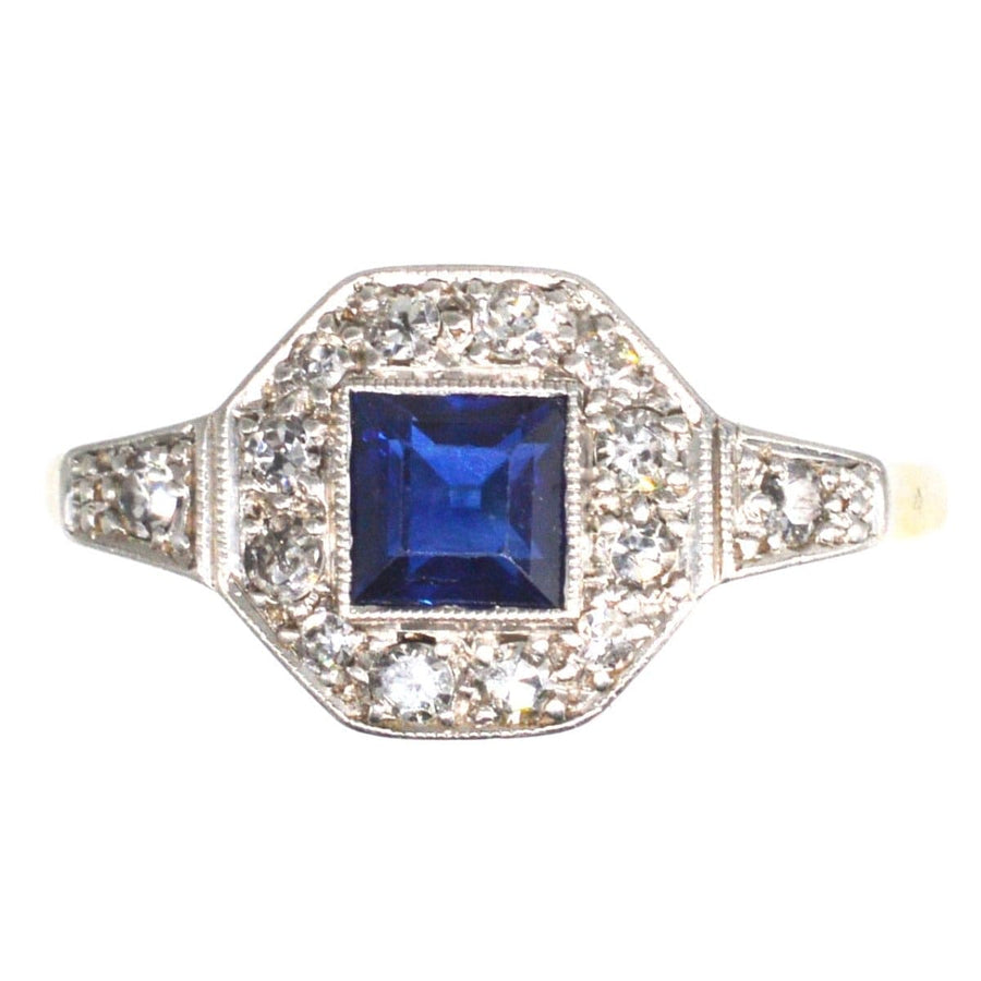 Art Deco 18ct and Platinum, Sapphire and Diamond Ring | Parkin and Gerrish | Antique & Vintage Jewellery